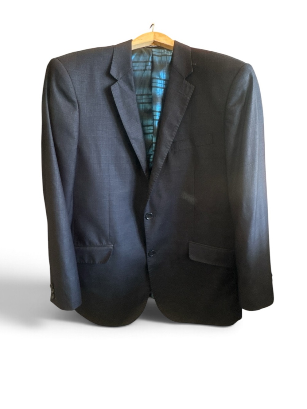 STATEMENT Dark Navy Blur Men's Two-Button Suit Jacket with Blue Lining Blazer